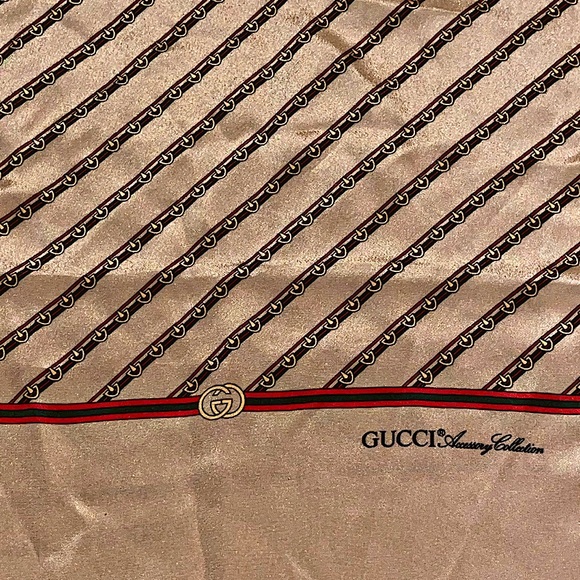Authentic Vintage Gucci Rare Silk GG Web Horsebit Oversized Scarf - Picture 7 of 11